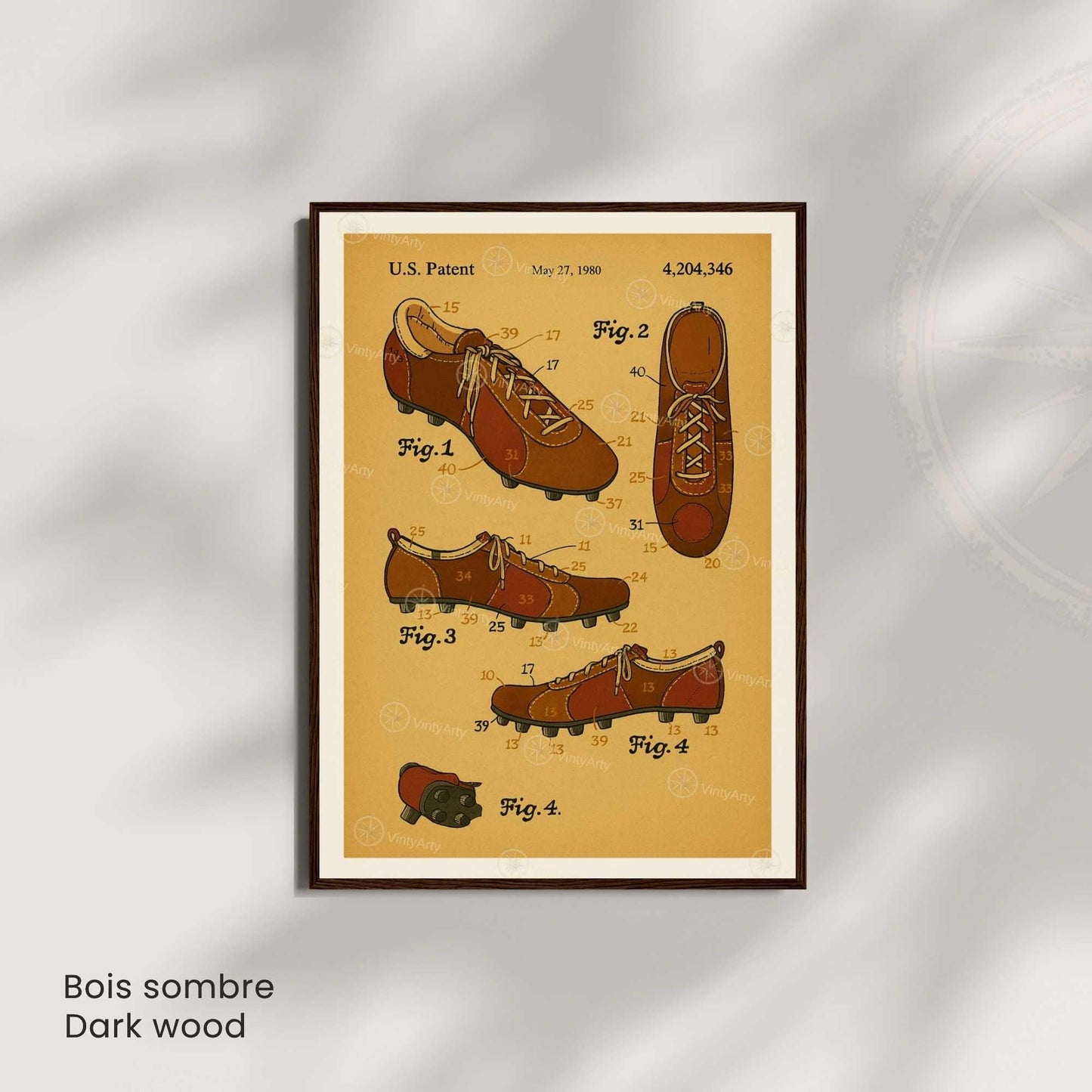 Affiche Brevet Chaussures de Sport Vintage – Poster Technique 1980 | Art Industriel & Design Sportif