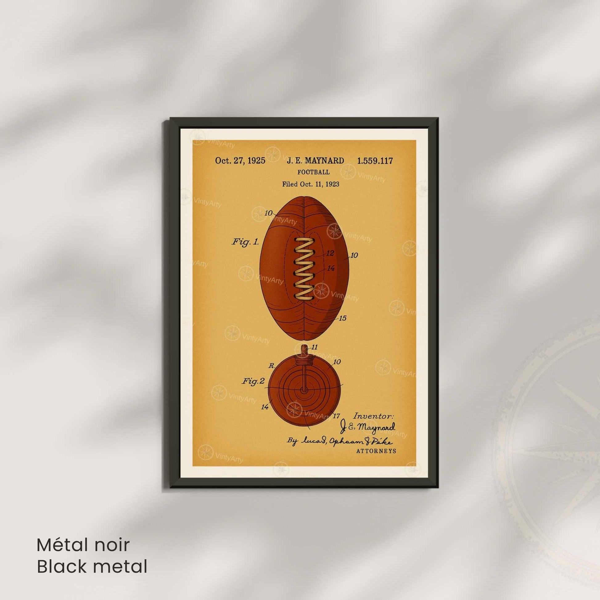 Affiche Brevet Ballon de Football Vintage – Poster Sportif 1925 | Décoration Industrielle & Design Rétro