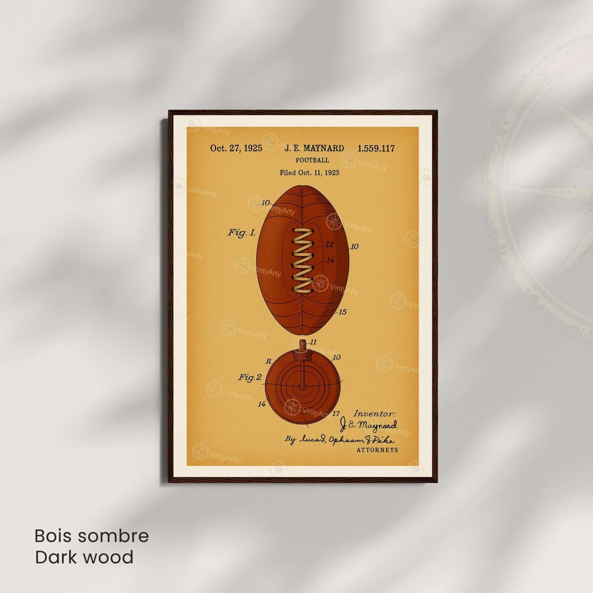 Affiche Brevet Ballon de Football Vintage – Poster Sportif 1925 | Décoration Industrielle & Design Rétro