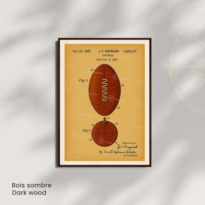 Affiche Brevet Ballon de Football Vintage – Poster Sportif 1925 | Décoration Industrielle & Design Rétro