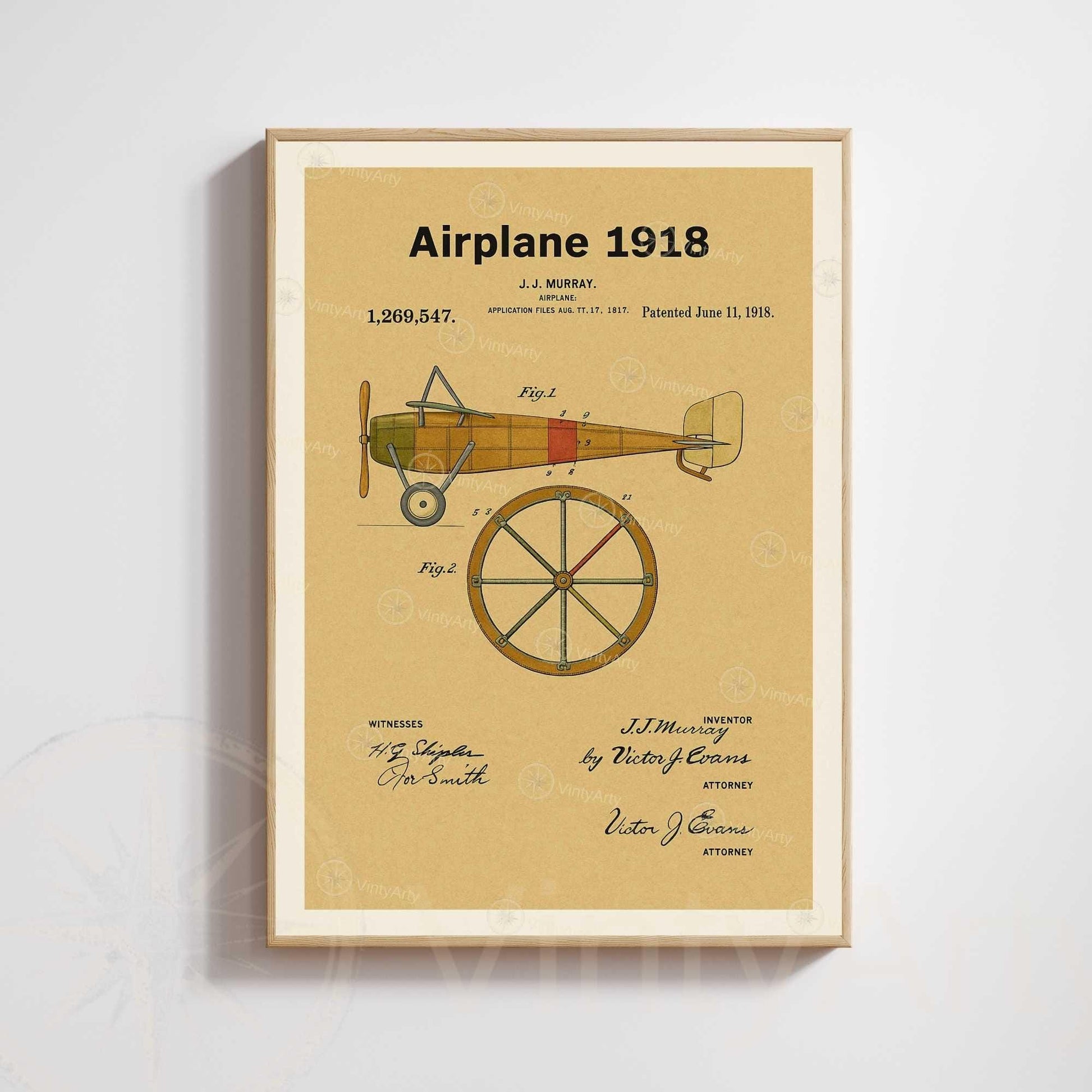 Affiche Brevet Avion Vintage – Poster Aéronautique 1918 | Art Industriel & Décoration Rétro