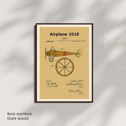 Affiche Brevet Avion Vintage – Poster Aéronautique 1918 | Art Industriel & Décoration Rétro