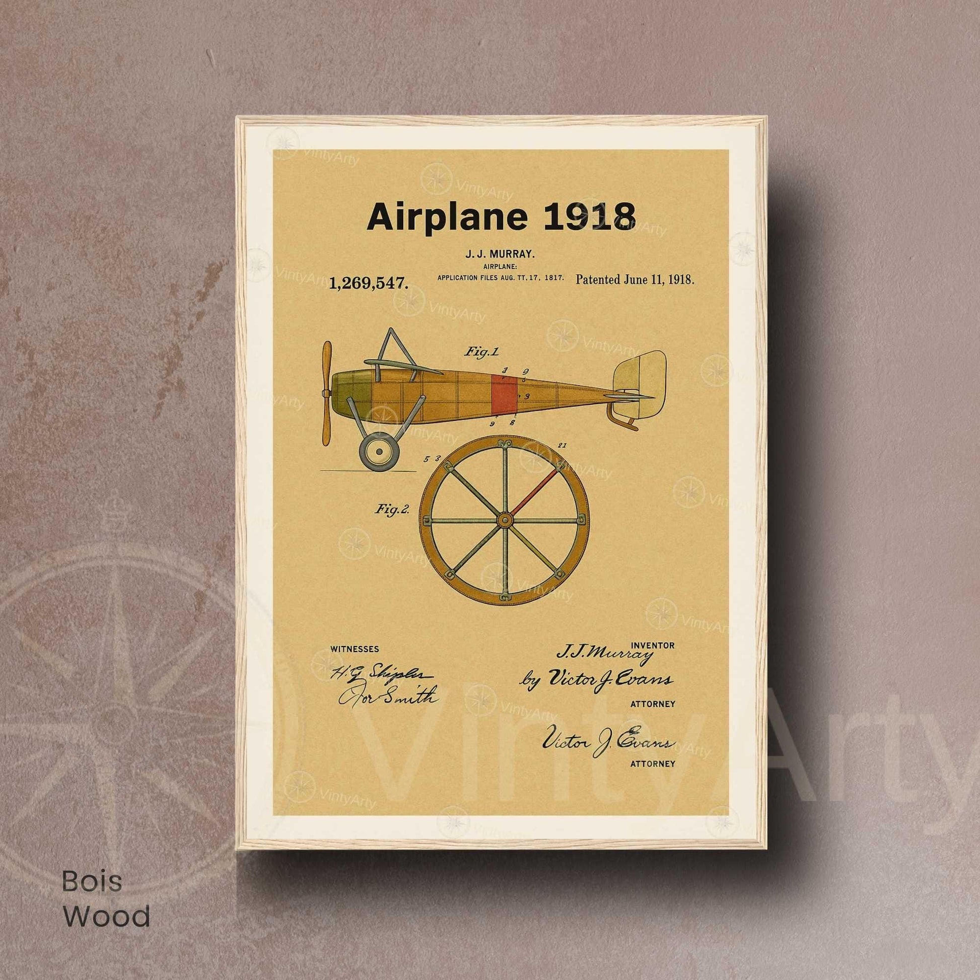 Affiche Brevet Avion Vintage – Poster Aéronautique 1918 | Art Industriel & Décoration Rétro