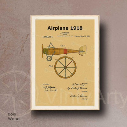Affiche Brevet Avion Vintage – Poster Aéronautique 1918 | Art Industriel & Décoration Rétro