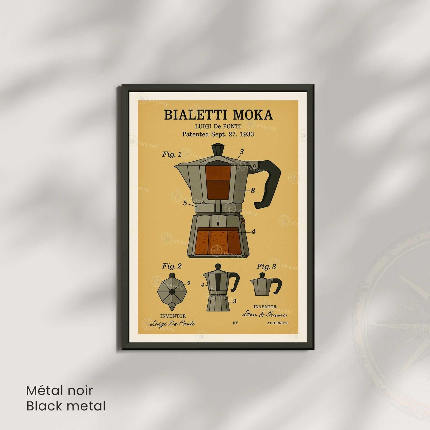 Affiche Brevet Cafetière Italienne – Poster Vintage Moka 1933 | Art Industriel & Design Café