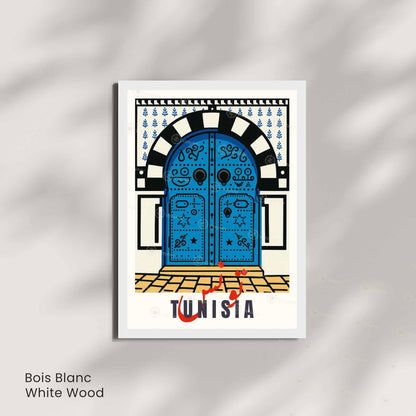 Affiche Tunisie – Porte Bleue Tunisienne | Art Méditerranéen & Décoration Murale Orientale