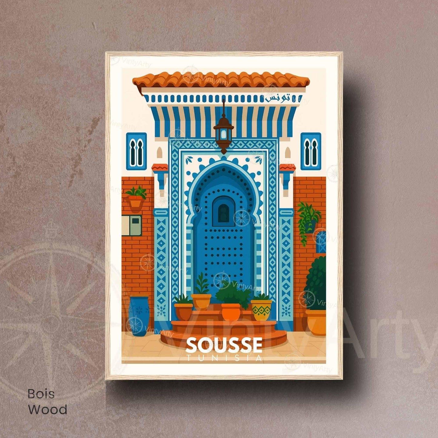 Affiche Sousse – Porte Bleue Tunisienne | Art Méditerranéen & Décoration Murale Tunisie