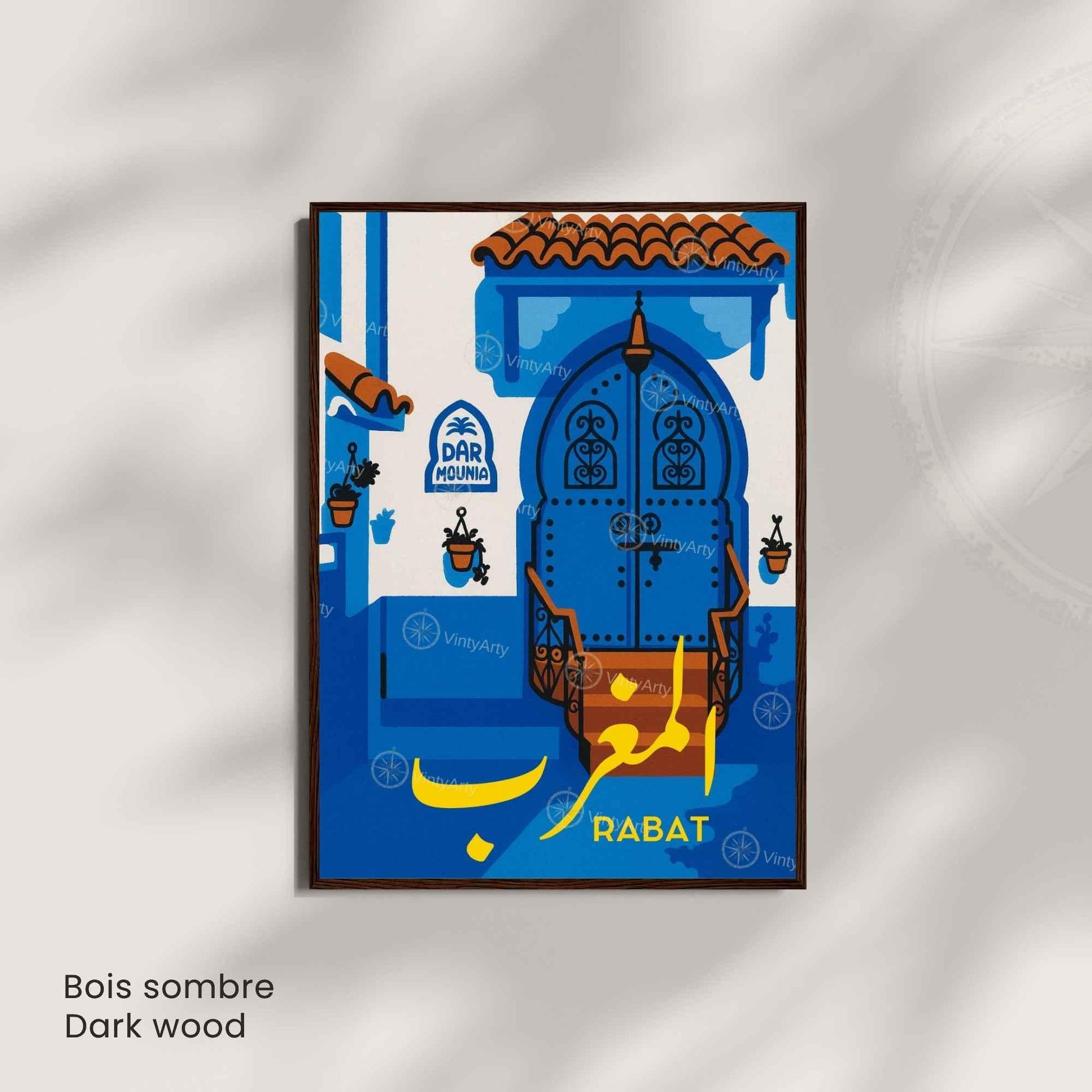 Affiche Rabat – Porte Bleue Marocaine | Art Oriental & Décoration Murale du Maroc
