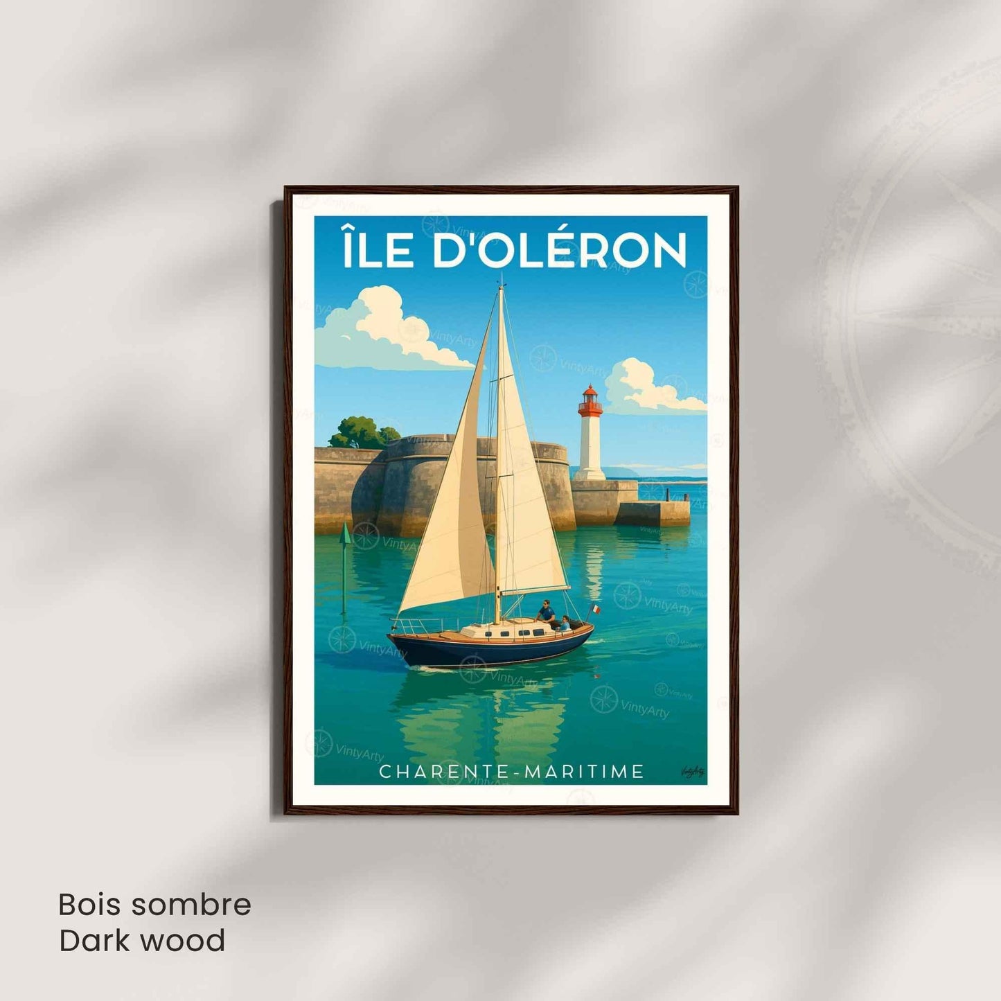 Affiche Île d’Oléron – Voilier & Phare du Port | Affiche Côte Atlantique Charente-Maritime