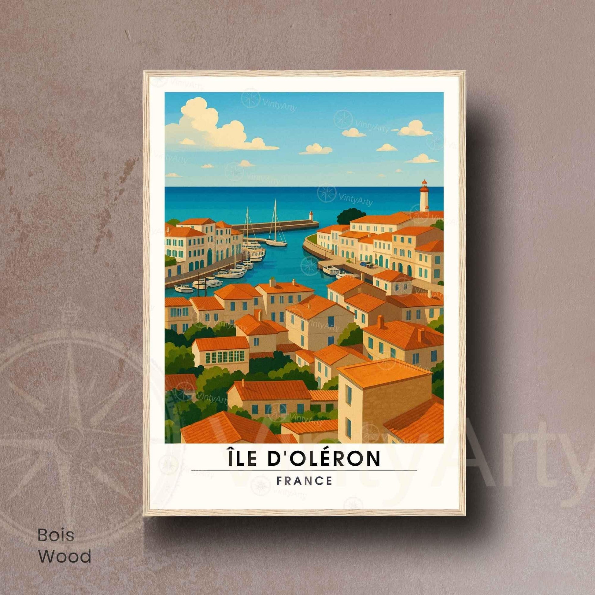 Affiche Île d’Oléron – Vue sur le Port et les Toits | Affiche Côte Atlantique – Charente-Maritime