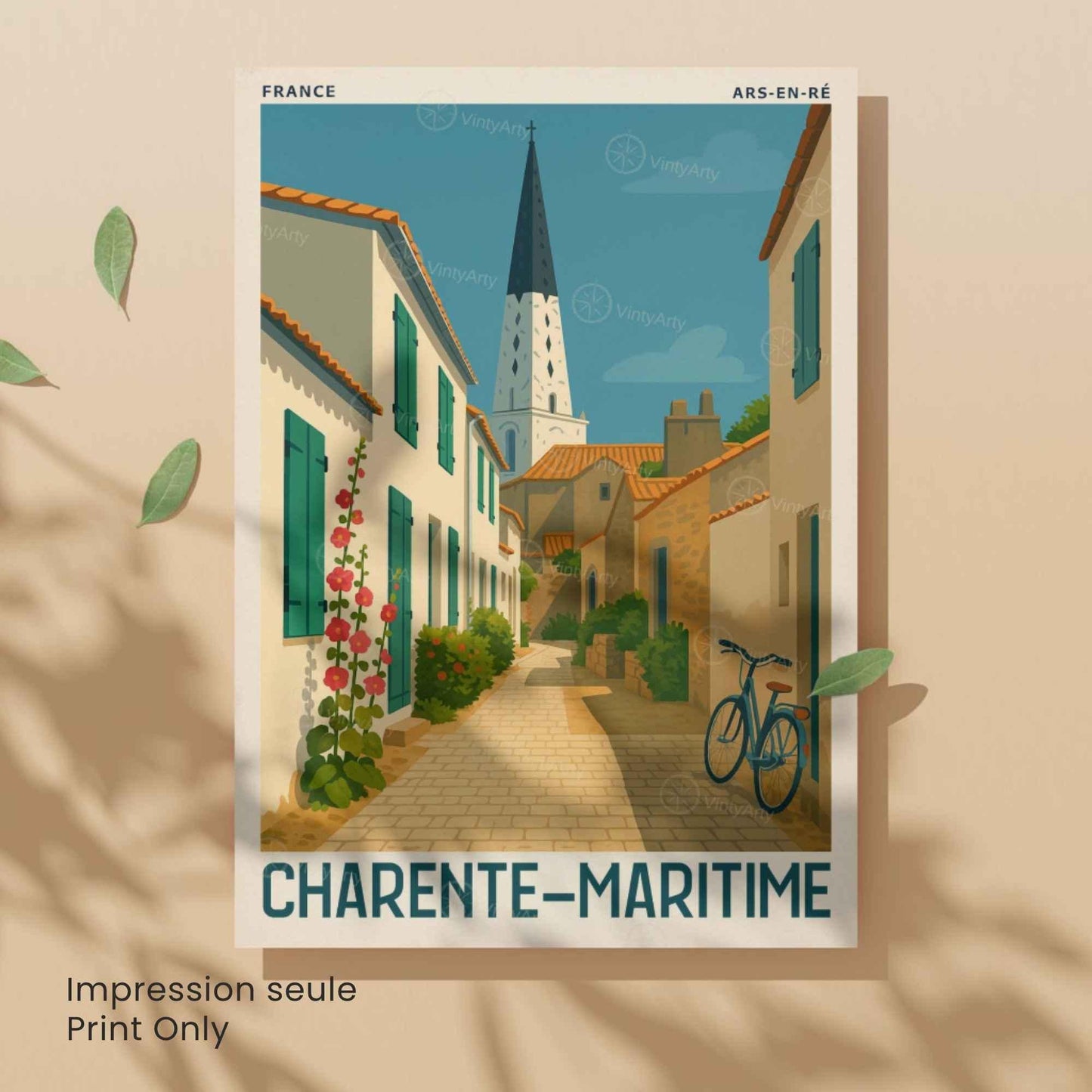 Affiche Ars-en-Ré – Affiche Charente-Maritime | Affiche Vintage Île de Ré – Côte Atlantique