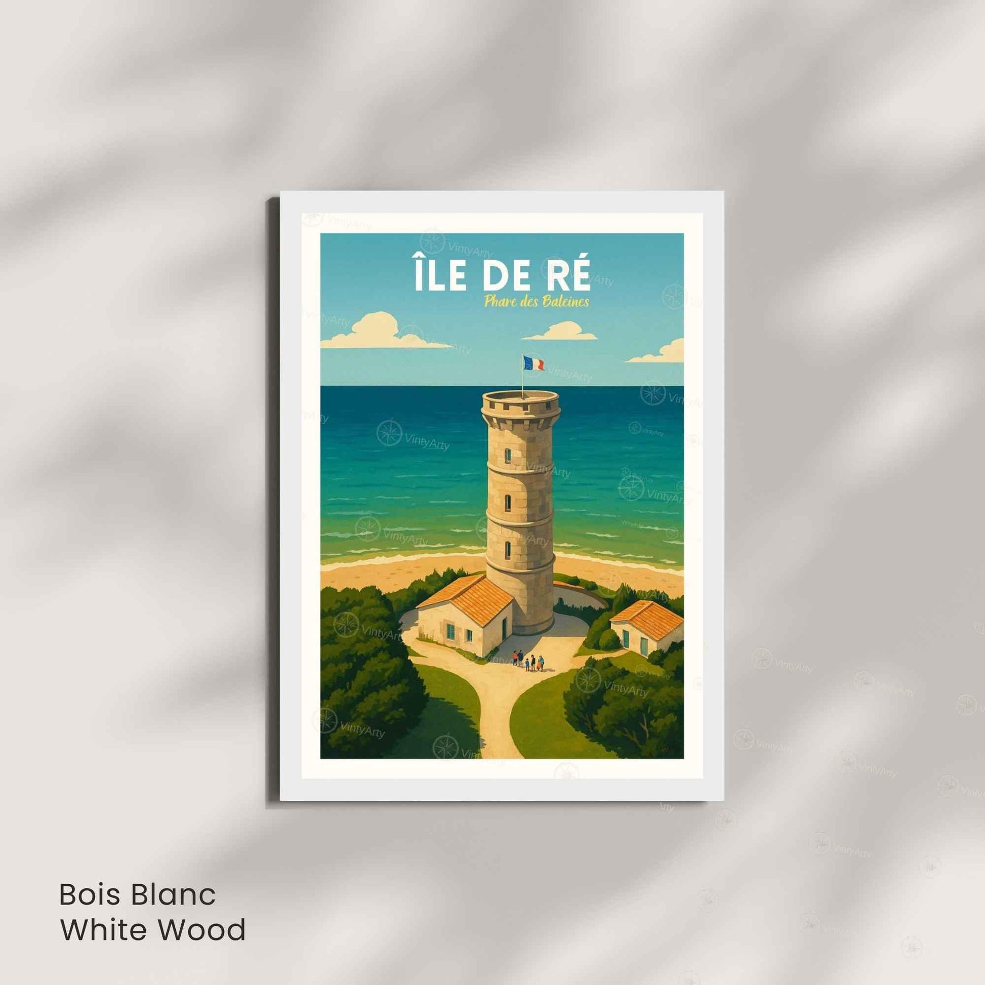 Affiche Île de Ré – Phare des Baleines | Affiche Vintage Charente-Maritime – Côte Atlantique