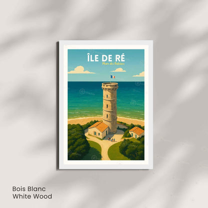 Affiche Île de Ré – Phare des Baleines | Affiche Vintage Charente-Maritime – Côte Atlantique