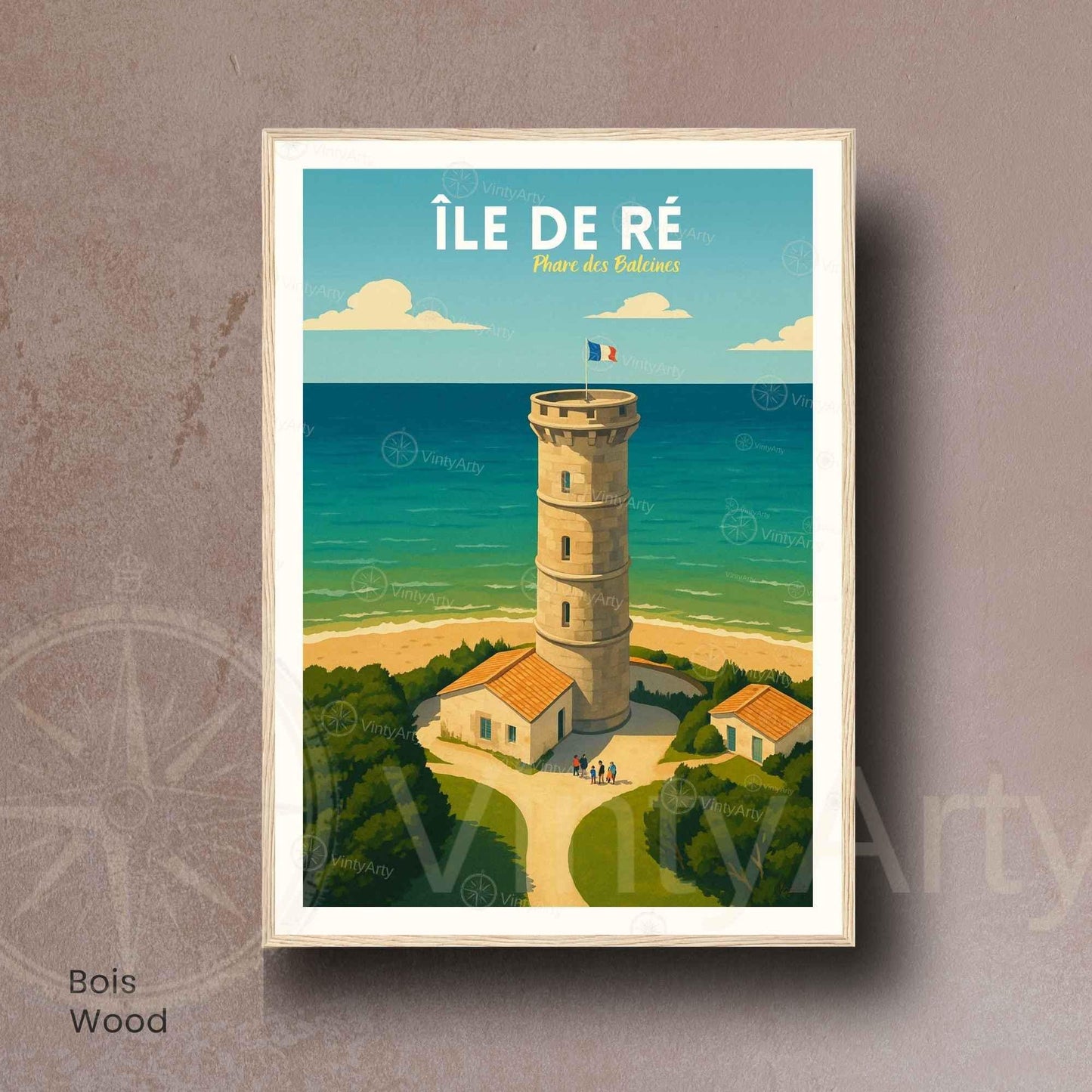 Affiche Île de Ré – Phare des Baleines | Affiche Vintage Charente-Maritime – Côte Atlantique
