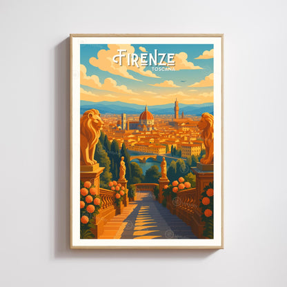 Florence Poster – View over the Duomo and Arno River