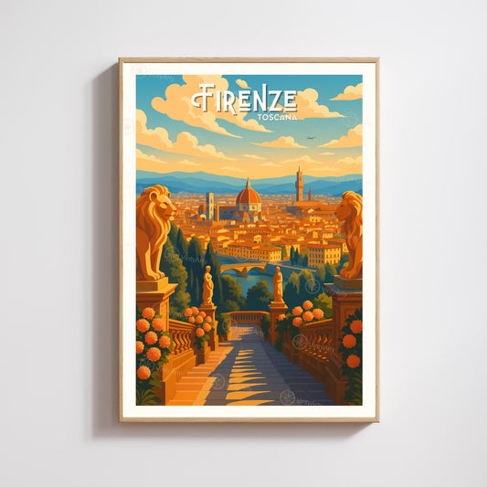 Florence Poster – View over the Duomo and Arno River