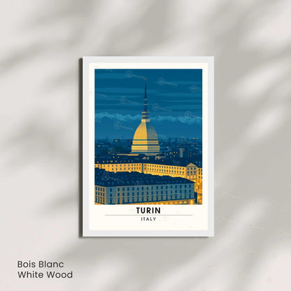 Affiche Turin, Italie – Nuit sur la Mole Antonelliana