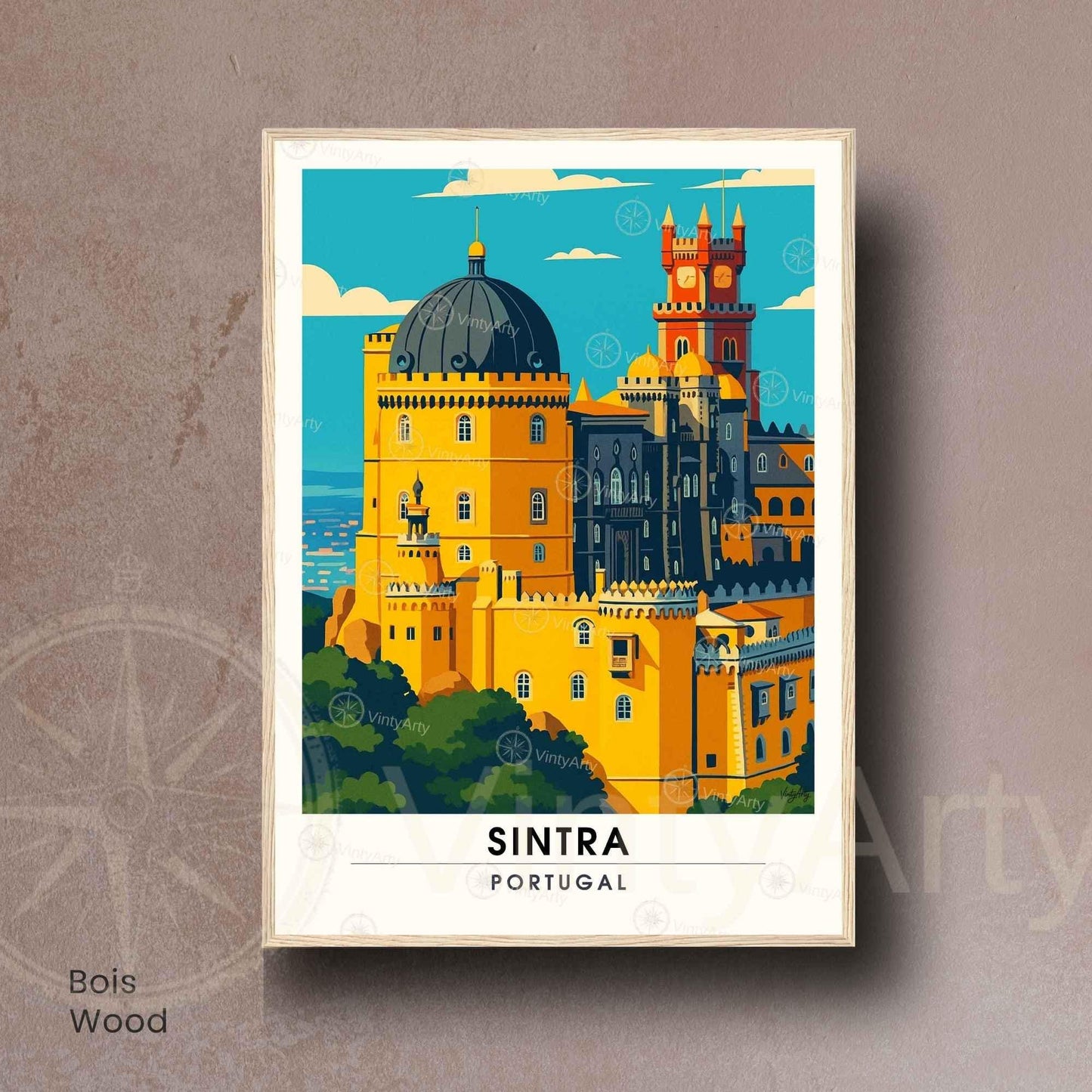 Affiche Sintra Portugal – Palais de Pena | Affiche de Voyage Vintage & Architecture Colorée