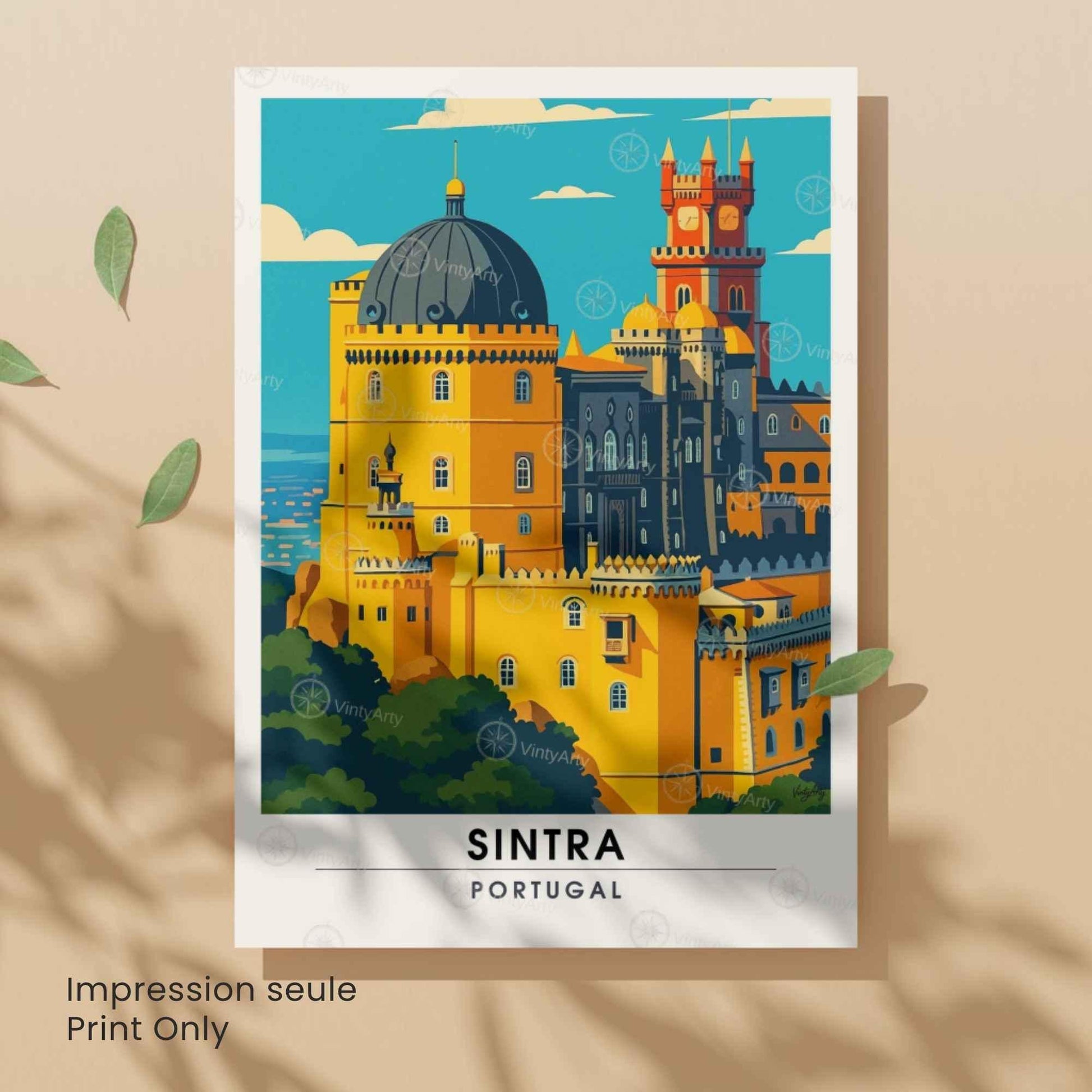 Affiche Sintra Portugal – Palais de Pena | Affiche de Voyage Vintage & Architecture Colorée