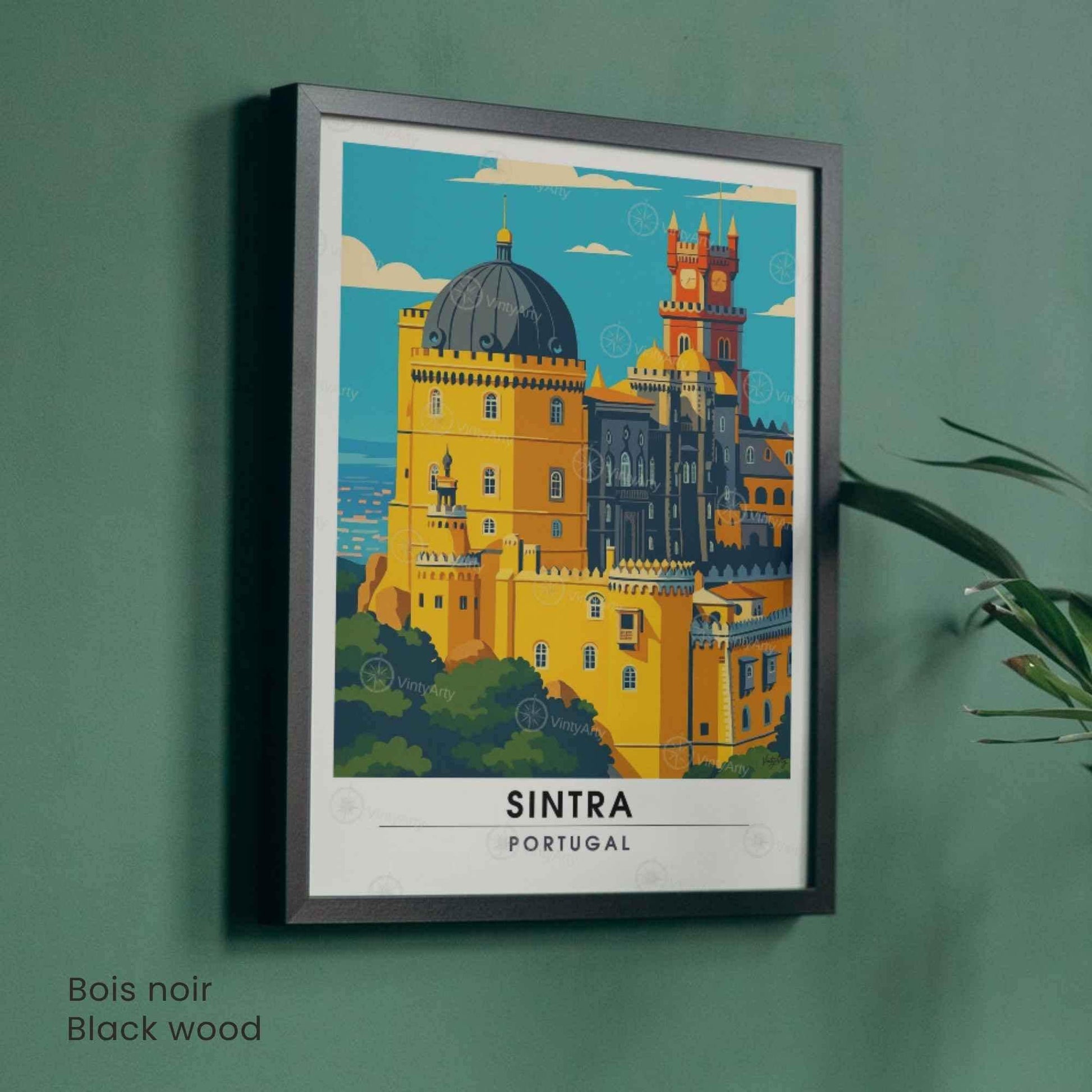 Sintra Portugal Poster – Pena Palace | Vintage Travel Print & Colorful Architecture Wall Art