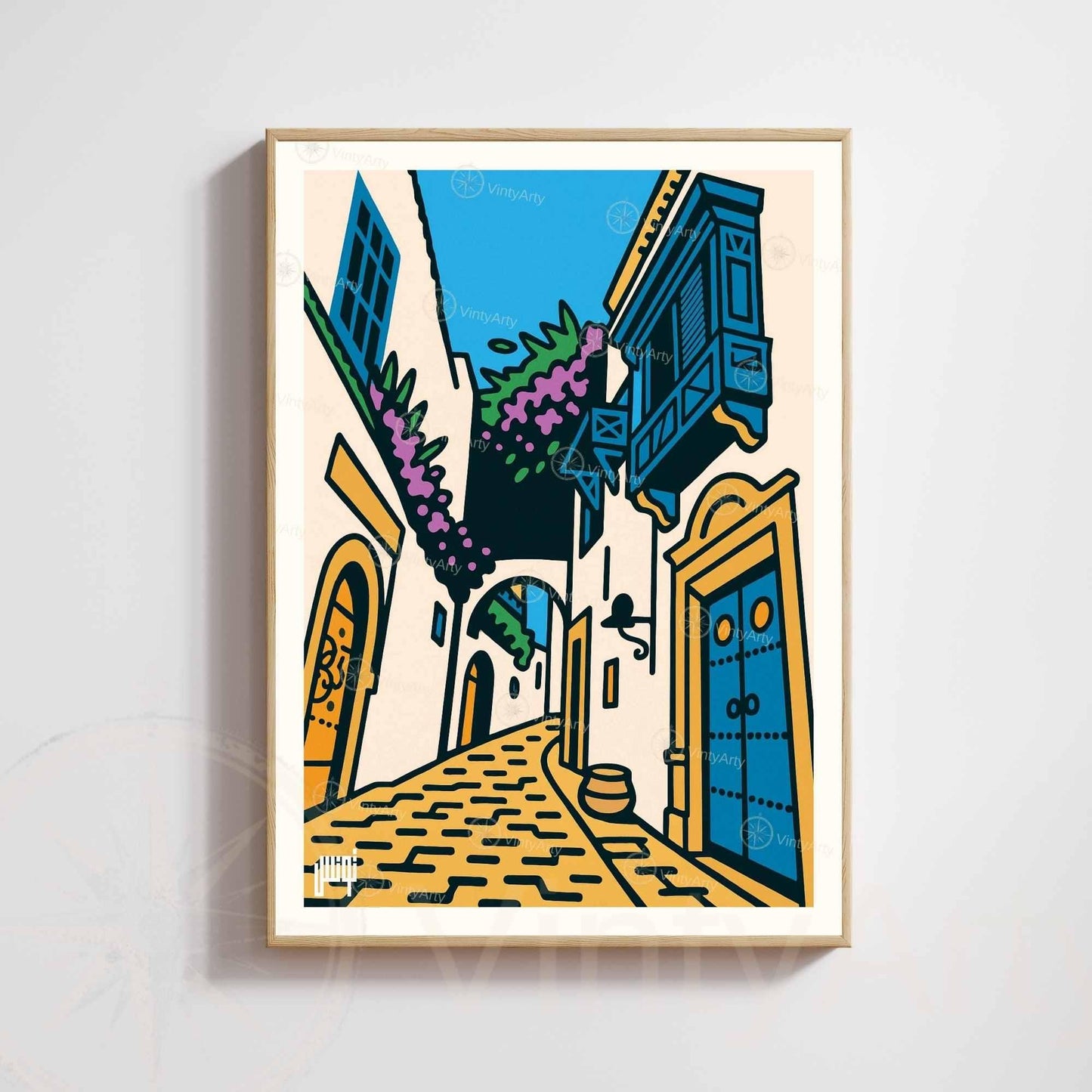 Affiche Tunisie – Ruelle aux Portes Bleues