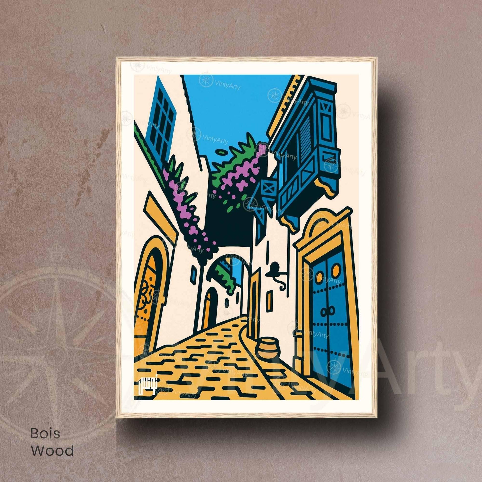 Affiche Tunisie – Ruelle aux Portes Bleues