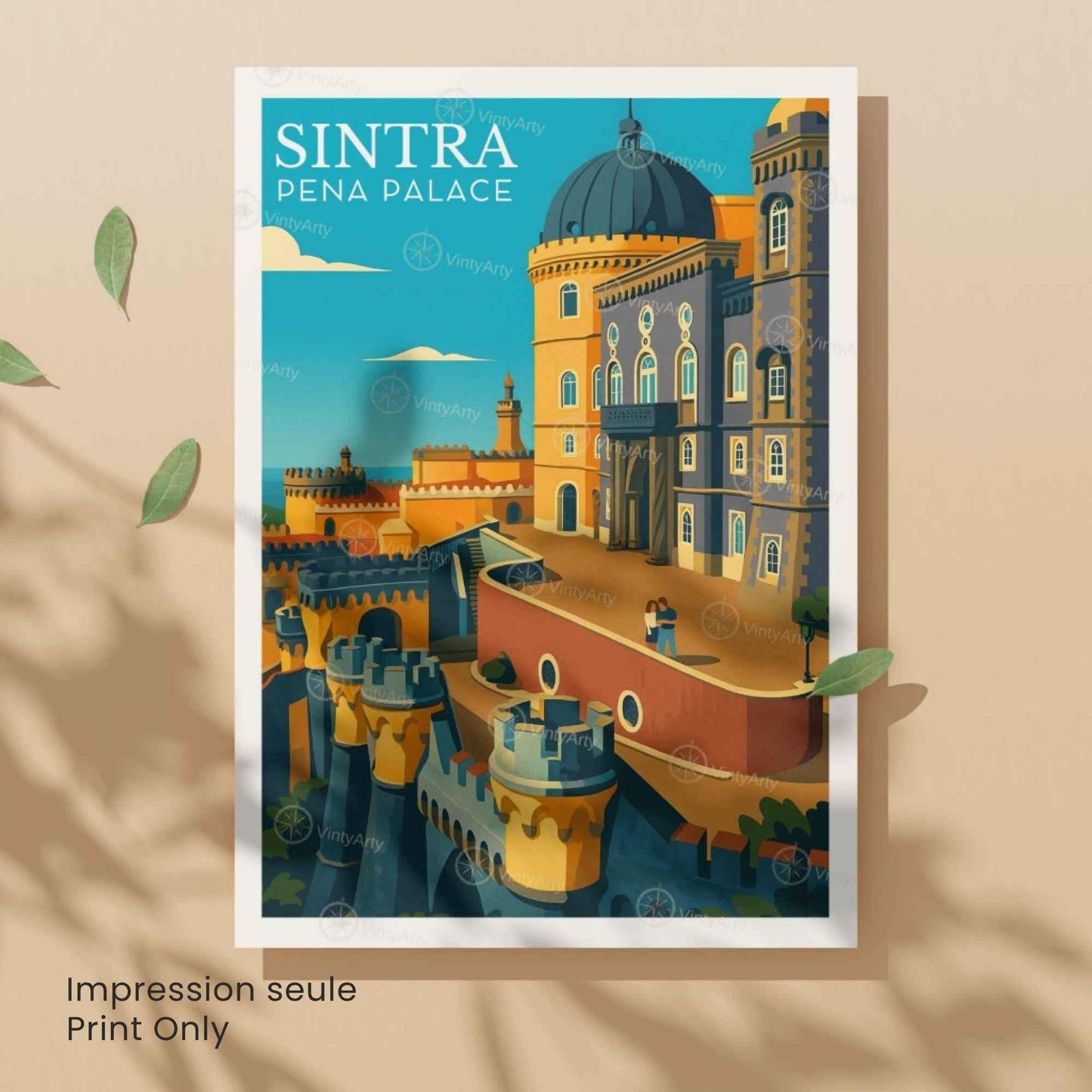 Affiche Sintra Portugal – Palais de Pena | Affiche de Voyage Vintage & Architecture Colorée