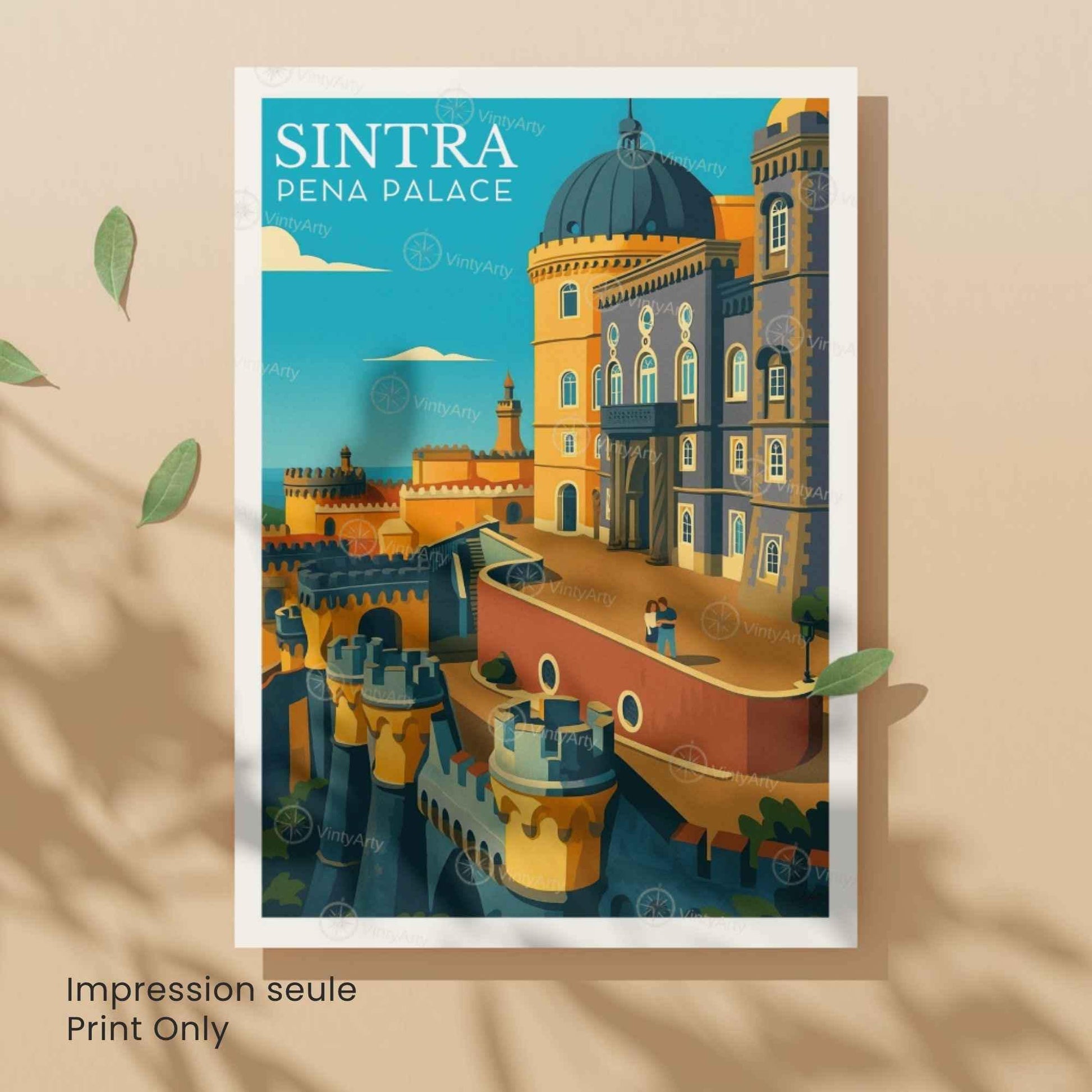 Affiche Sintra Portugal – Palais de Pena | Affiche de Voyage Vintage & Architecture Colorée