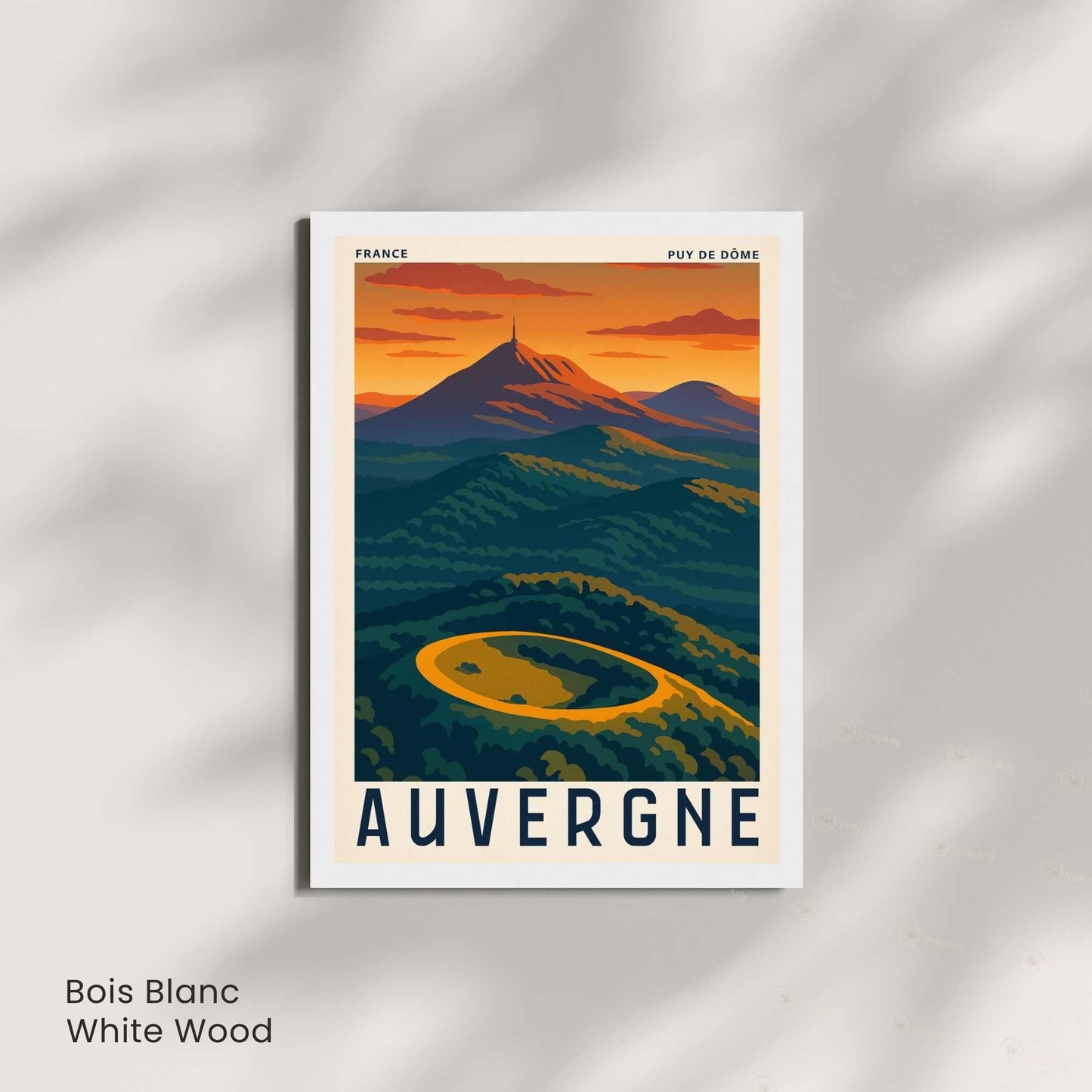 Affiche Auvergne – Puy de Dôme | Affiche Vintage France | Illustration Montagne