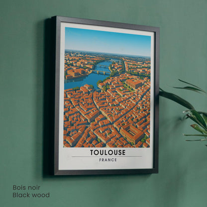 Affiche Toulouse Vue Aérienne – Entre ciel et briques rosées - Affiche La Garonne