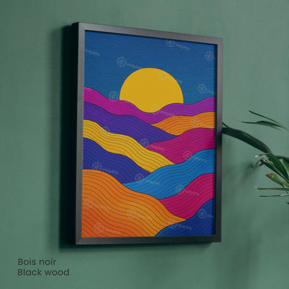 Affiche Abstraite Soleil – Lignes Ondulées et Couleurs Vibrantes pour une Décoration Moderne