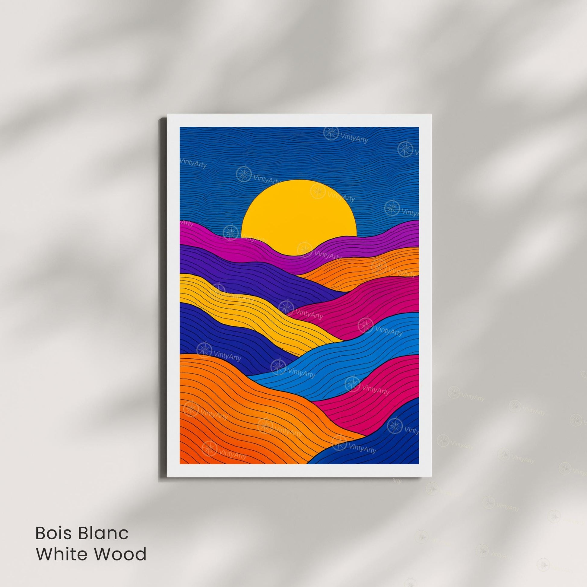 Affiche Abstraite Soleil – Lignes Ondulées et Couleurs Vibrantes pour une Décoration Moderne