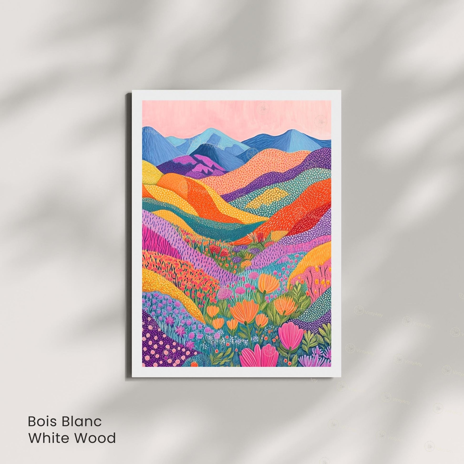 Affiche Abstraite Fleurie – Collines Colorées et Champs de Fleurs pour une Décoration Moderne