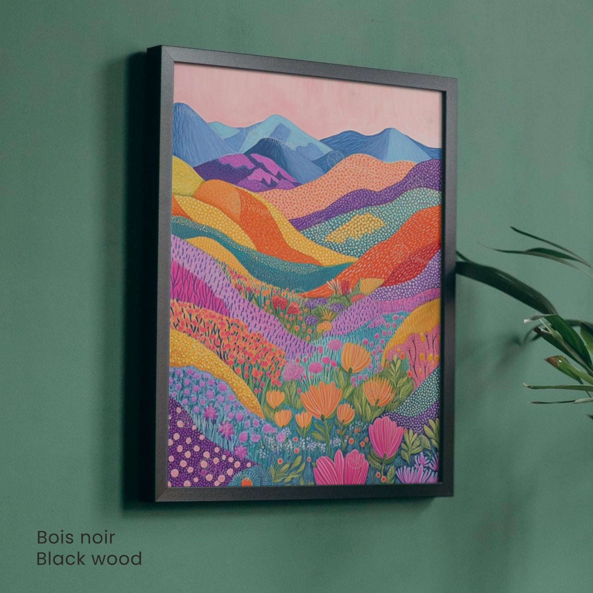 Affiche Abstraite Fleurie – Collines Colorées et Champs de Fleurs pour une Décoration Moderne