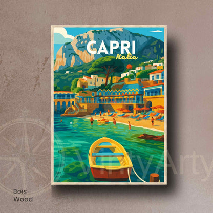 Affiche Capri – Italie | Poster Côte Amalfitaine | Illustration graphique Méditerranée vintage