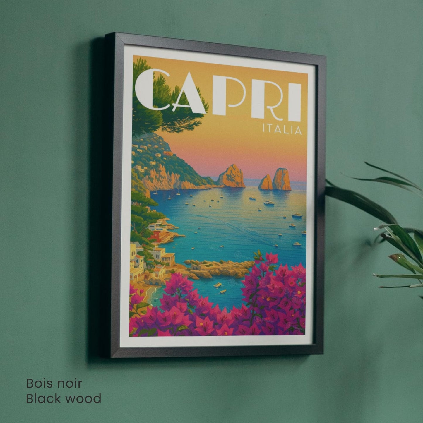 Affiche Capri – Italie | Poster Vintage Méditerranéen | Illustration Côte Amalfitaine