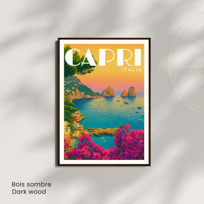 Affiche Capri – Italie | Poster Vintage Méditerranéen | Illustration Côte Amalfitaine