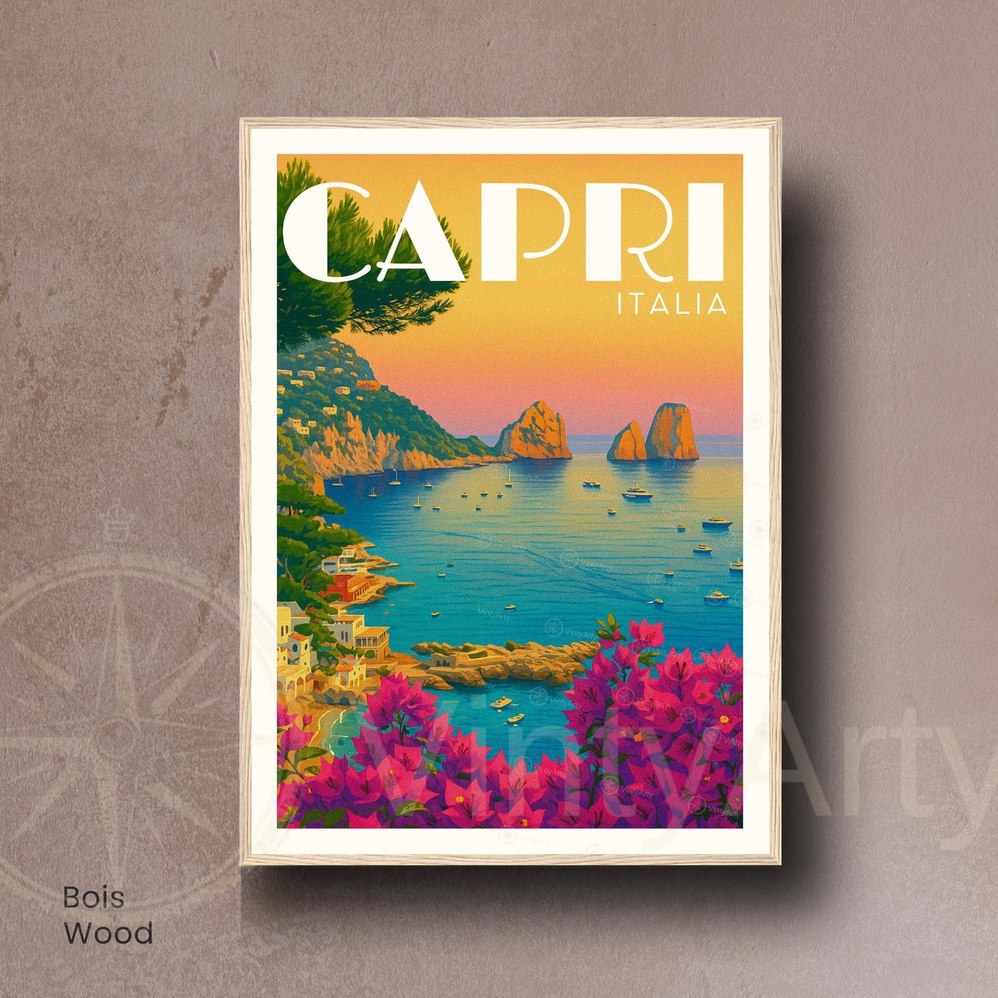 Affiche Capri – Italie | Poster Vintage Méditerranéen | Illustration Côte Amalfitaine