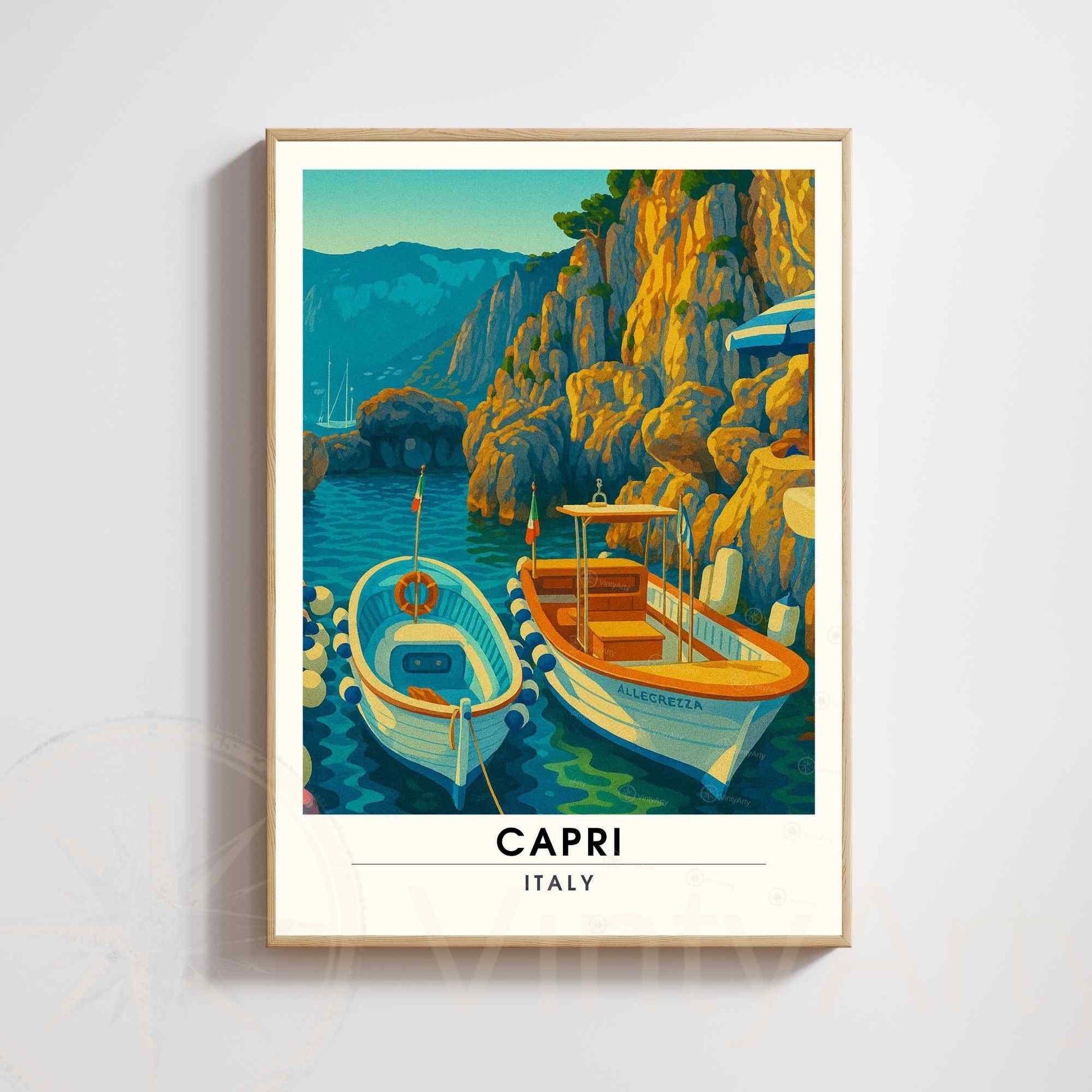 Affiche Capri – Italie | Poster Vintage Méditerranéen | Illustration Côte Amalfitaine
