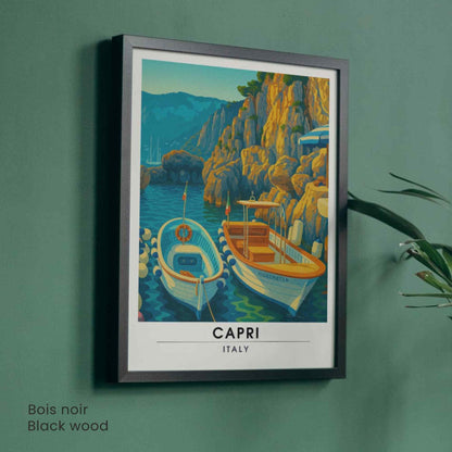 Affiche Capri – Italie | Poster Vintage Méditerranéen | Illustration Côte Amalfitaine