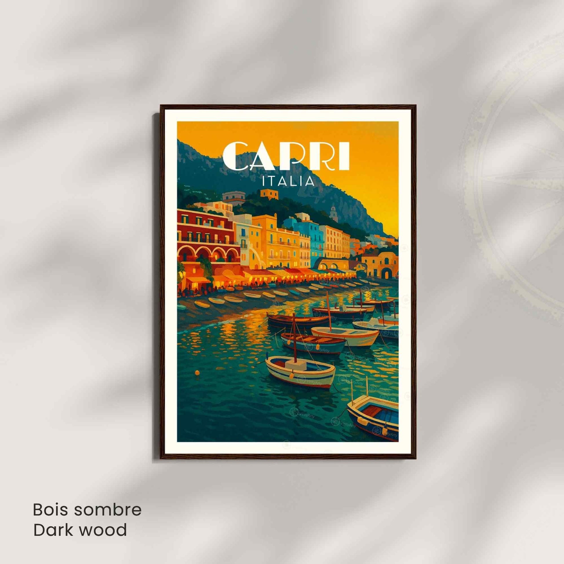 Affiche Capri – Italie | Poster Vintage Méditerranéen | Illustration Coucher de Soleil Italien