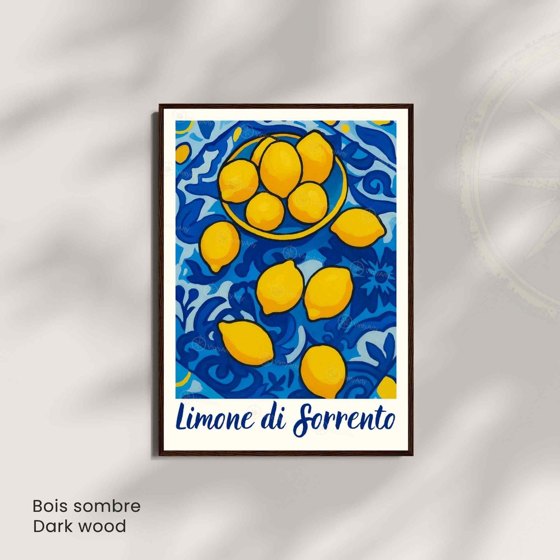 Affiche Limone di Sorrento – Italie | Poster Citron Méditerranéen | Illustration Colorée Style Céramique Italienne
