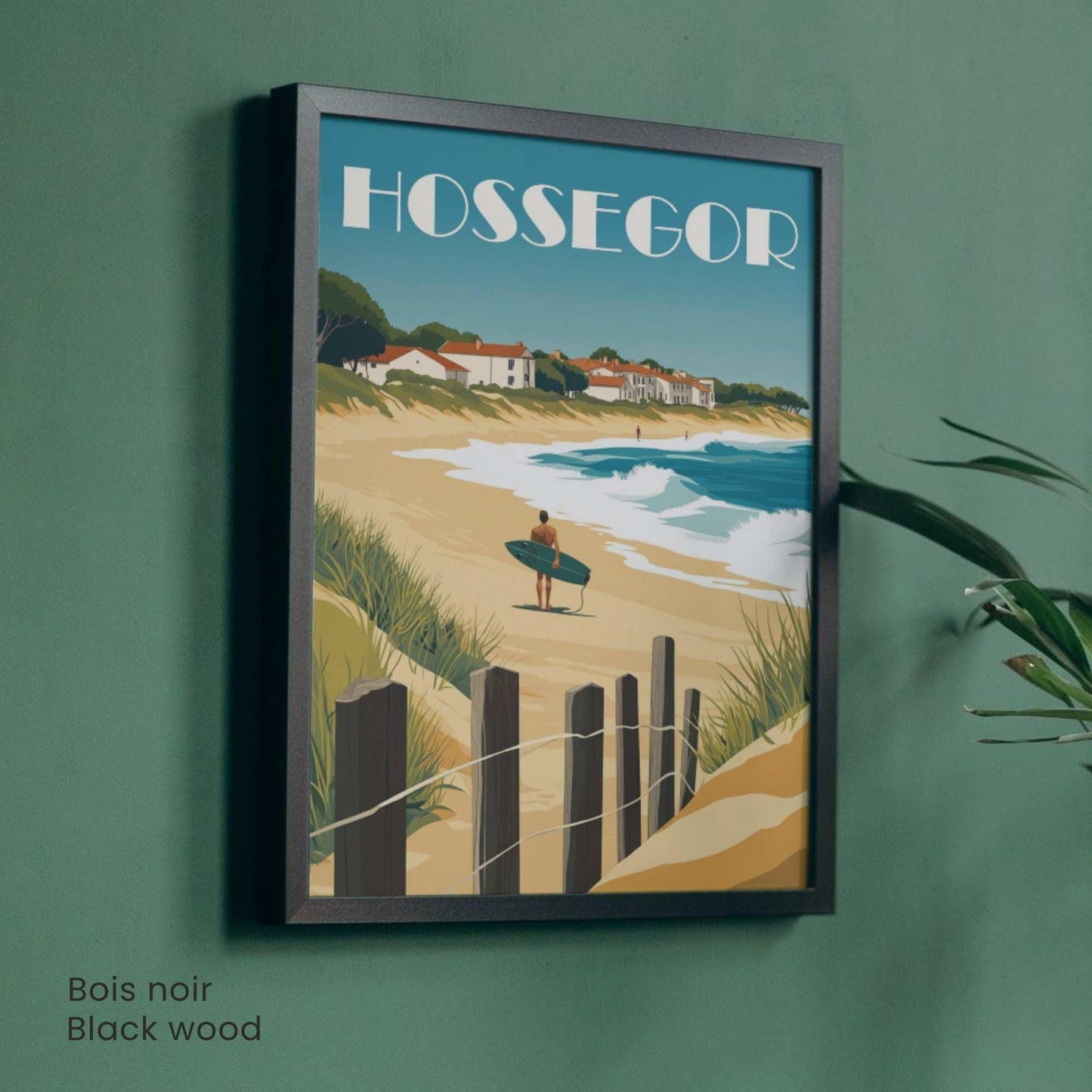 Affiche Hossegor – Côte Atlantique | Illustration Surf et Océan | Poster des Landes