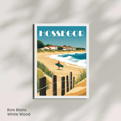 Affiche Hossegor – Côte Atlantique | Illustration Surf et Océan | Poster des Landes