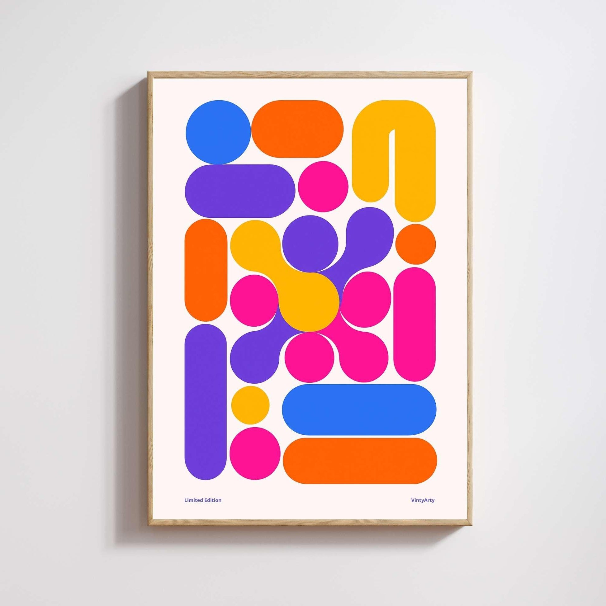 Affiche Géométrique Abstraite – Formes Colorées et Design Contemporain Minimaliste