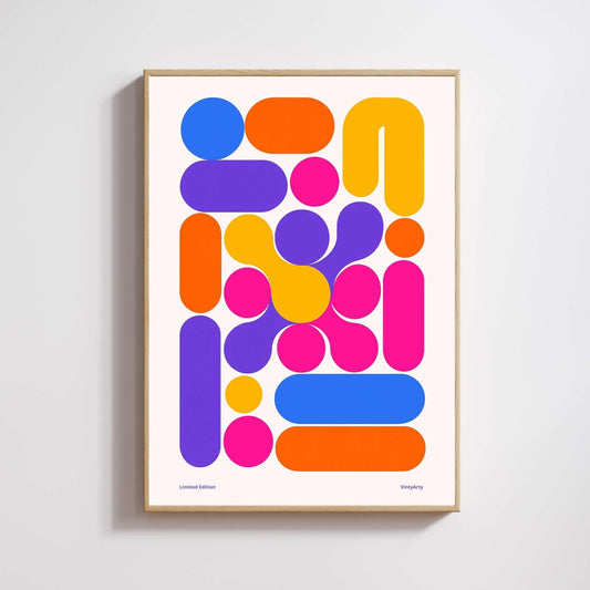 Affiche Géométrique Abstraite – Formes Colorées et Design Contemporain Minimaliste