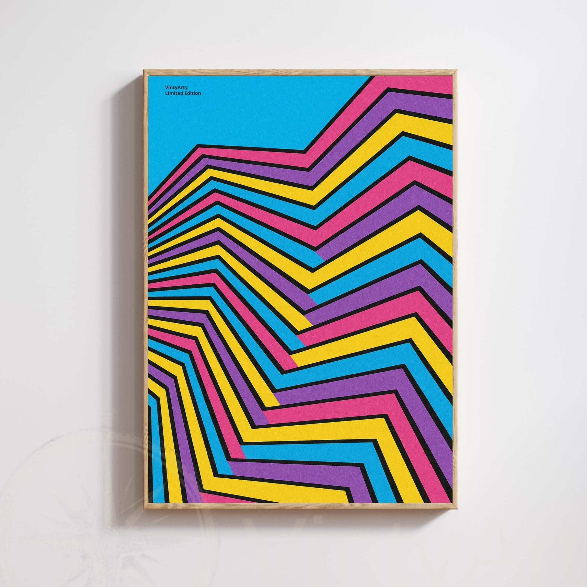 Affiche Op Art Géométrique – Lignes Colorées et Design Contemporain Dynamique