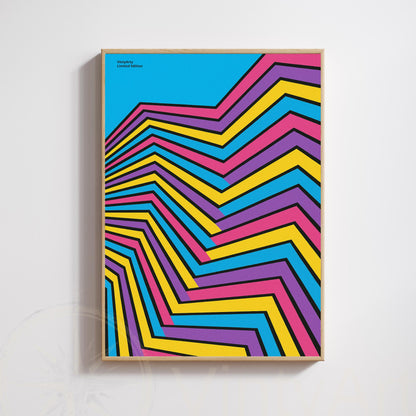 Affiche Op Art Géométrique – Lignes Colorées et Design Contemporain Dynamique