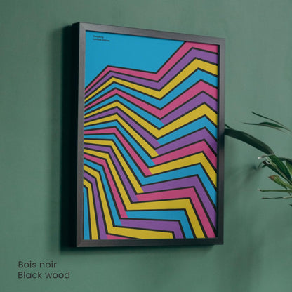 Affiche Op Art Géométrique – Lignes Colorées et Design Contemporain Dynamique
