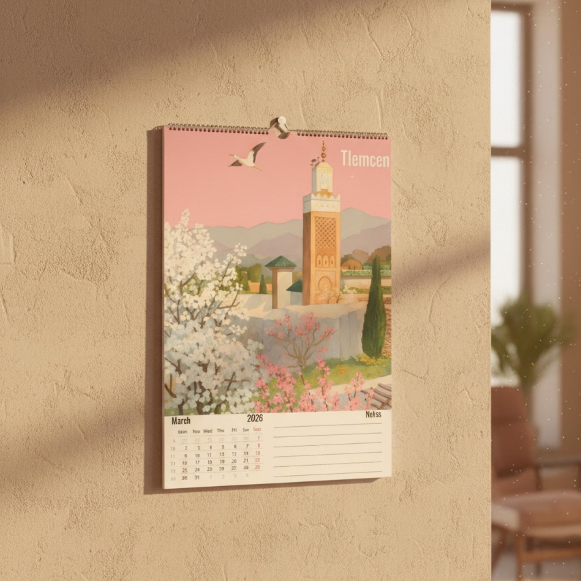 Calendrier Algérie 2026 – 12 Illustrations Artistiques des Villes d’Algérie